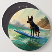 Australian Kelpie Beach Surfing Painting Button (Vorne & Hinten)
