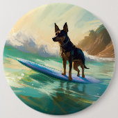 Australian Kelpie Beach Surfing Painting Button (Vorderseite)