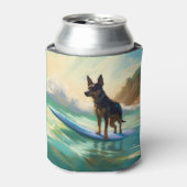 Australian Kelpie Beach Surfing Painting Dosenkühler (Kanne Vorderseite)