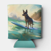 Australian Kelpie Beach Surfing Painting Dosenkühler (Rückseite)