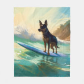 Australian Kelpie Beach Surfing Painting Fleecedecke (Vorderseite)
