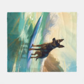 Australian Kelpie Beach Surfing Painting Fleecedecke (Vorderseite (Horizontal))