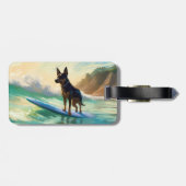 Australian Kelpie Beach Surfing Painting Gepäckanhänger (Rückseite horizontal)