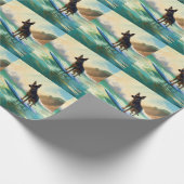 Australian Kelpie Beach Surfing Painting Geschenkpapier (Ecke)