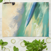 Australian Kelpie Beach Surfing Painting Geschirrtuch (Gefaltet)