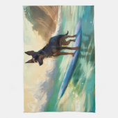Australian Kelpie Beach Surfing Painting Geschirrtuch (Vertikal)