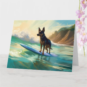 Australian Kelpie Beach Surfing Painting Karte