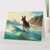 Australian Kelpie Beach Surfing Painting Karte (Vorderseite)