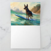 Australian Kelpie Beach Surfing Painting Karte (Innenseite)
