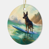 Australian Kelpie Beach Surfing Painting Keramik Ornament (Links)
