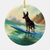 Australian Kelpie Beach Surfing Painting Keramik Ornament (Hinten)