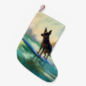 Australian Kelpie Beach Surfing Painting Kleiner Weihnachtsstrumpf (Vorderansicht (hängend))
