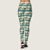 Australian Kelpie Beach Surfing Painting Leggings (Rückseite)