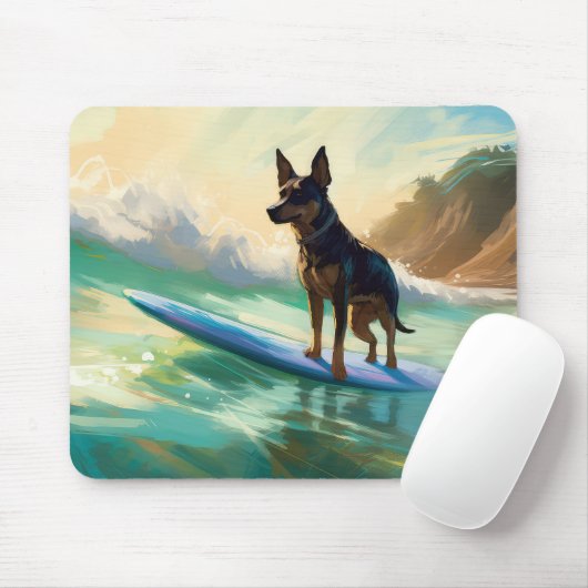 Australian Kelpie Beach Surfing Painting Mousepad (Mit Mouse)