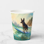 Australian Kelpie Beach Surfing Painting Pappbecher (Rückseite)