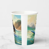 Australian Kelpie Beach Surfing Painting Pappbecher (Links)