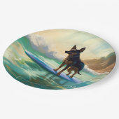 Australian Kelpie Beach Surfing Painting Pappteller (Schrägansicht)