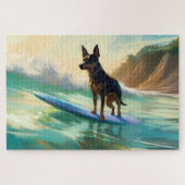 Australian Kelpie Beach Surfing Painting Puzzle (Horizontal)