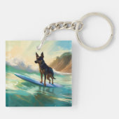 Australian Kelpie Beach Surfing Painting Schlüsselanhänger (Rückseite)