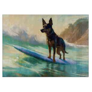 Australian Kelpie Beach Surfing Painting Schneidebrett