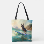 Australian Kelpie Beach Surfing Painting Tasche (Rückseite)