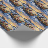 Australian Kelpie Christmas Boat Holiday Geschenkpapier (Ecke)