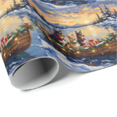 Australian Kelpie Christmas Boat Holiday Geschenkpapier (Rolleneckpunkt)