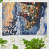 Australian Kelpie Christmas Boat Holiday Geschirrtuch (Gefaltet)