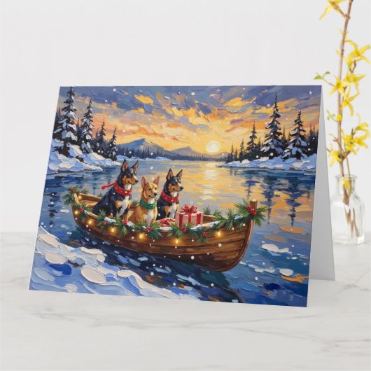 Australian Kelpie Christmas Boat Holiday Karte (Gelbe Blume)