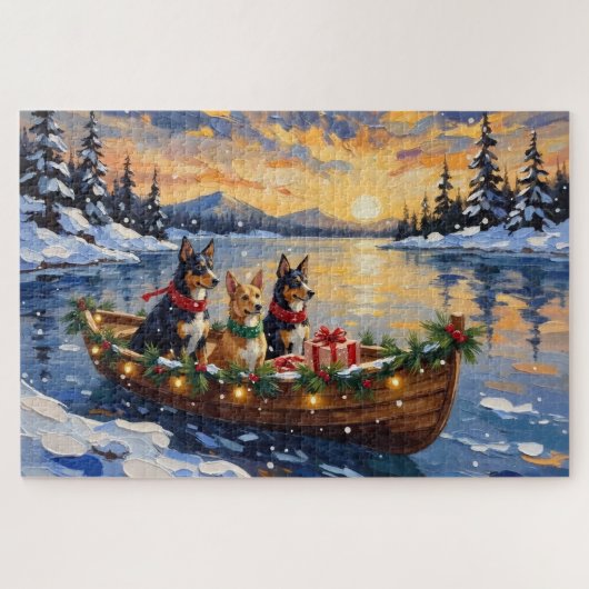 Australian Kelpie Christmas Boat Holiday Puzzle (Horizontal)
