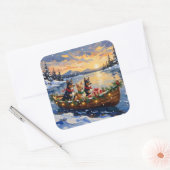 Australian Kelpie Christmas Boat Holiday Quadratischer Aufkleber (Umschlag)