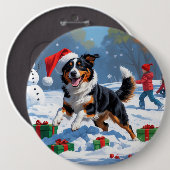 Australian Kelpie Christmas Festive Snow Scene Button (Vorne & Hinten)