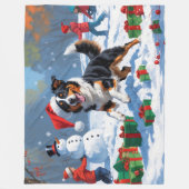Australian Kelpie Christmas Festive Snow Scene Fleecedecke (Vorderseite)