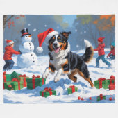 Australian Kelpie Christmas Festive Snow Scene Fleecedecke (Vorderseite (Horizontal))