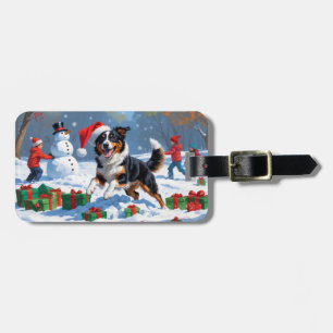 Australian Kelpie Christmas Festive Snow Scene Gepäckanhänger