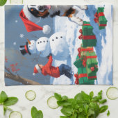 Australian Kelpie Christmas Festive Snow Scene Geschirrtuch (Gefaltet)