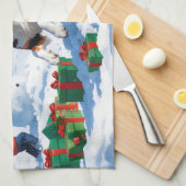 Australian Kelpie Christmas Festive Snow Scene Geschirrtuch (Viertel Falte)