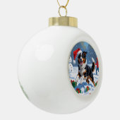 Australian Kelpie Christmas Festive Snow Scene Keramik Kugel-Ornament (Links)