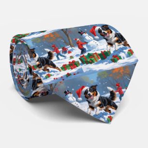 Australian Kelpie Christmas Festive Snow Scene Krawatte