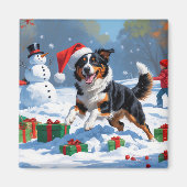 Australian Kelpie Christmas Festive Snow Scene Magnet (Vorne)