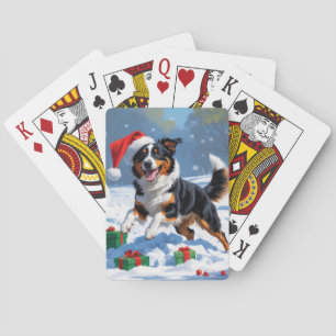 Australian Kelpie Christmas Festive Snow Scene Spielkarten