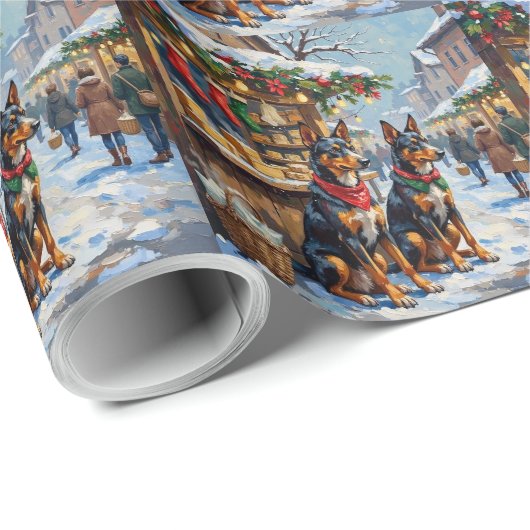 Australian Kelpie Christmas Market Stall Holiday Geschenkpapier (Rolleneckpunkt)