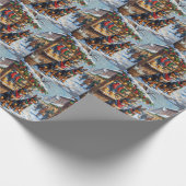 Australian Kelpie Christmas Market Stall Holiday Geschenkpapier (Ecke)