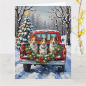 Australian Kelpie Christmas Red Truck Holiday Karte (Gelbe Blume)