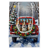 Australian Kelpie Christmas Red Truck Holiday Mittlere Geschenktüte (Rückseite)