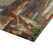 Australian Kelpie Cooking in Kitchen Schneidebrett (Ecke)