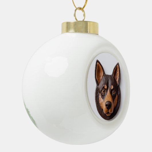 Australian Kelpie Dog 3D Inspiriert Keramik Kugel-Ornament (Links)