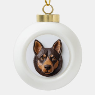 Australian Kelpie Dog 3D Inspiriert Keramik Kugel-Ornament
