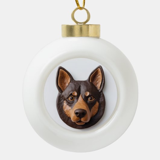 Australian Kelpie Dog 3D Inspiriert Keramik Kugel-Ornament (Vorderseite)