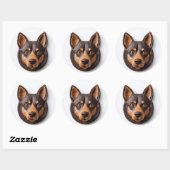 Australian Kelpie Dog 3D Inspiriert Runder Aufkleber (Blatt)